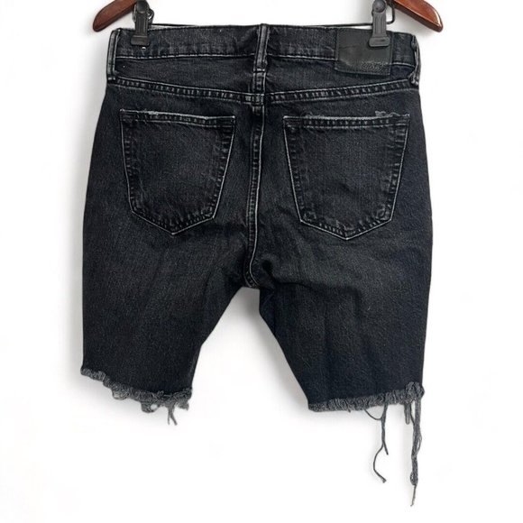 Abercrombie & Fitch Jean Shorts Women 26W (30x9 Actual) Stretch Cut Off Black - Picture 2 of 12